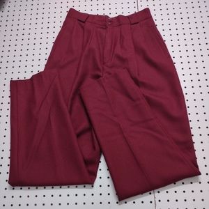 Elegant Burgundy Women's Wool Trousers